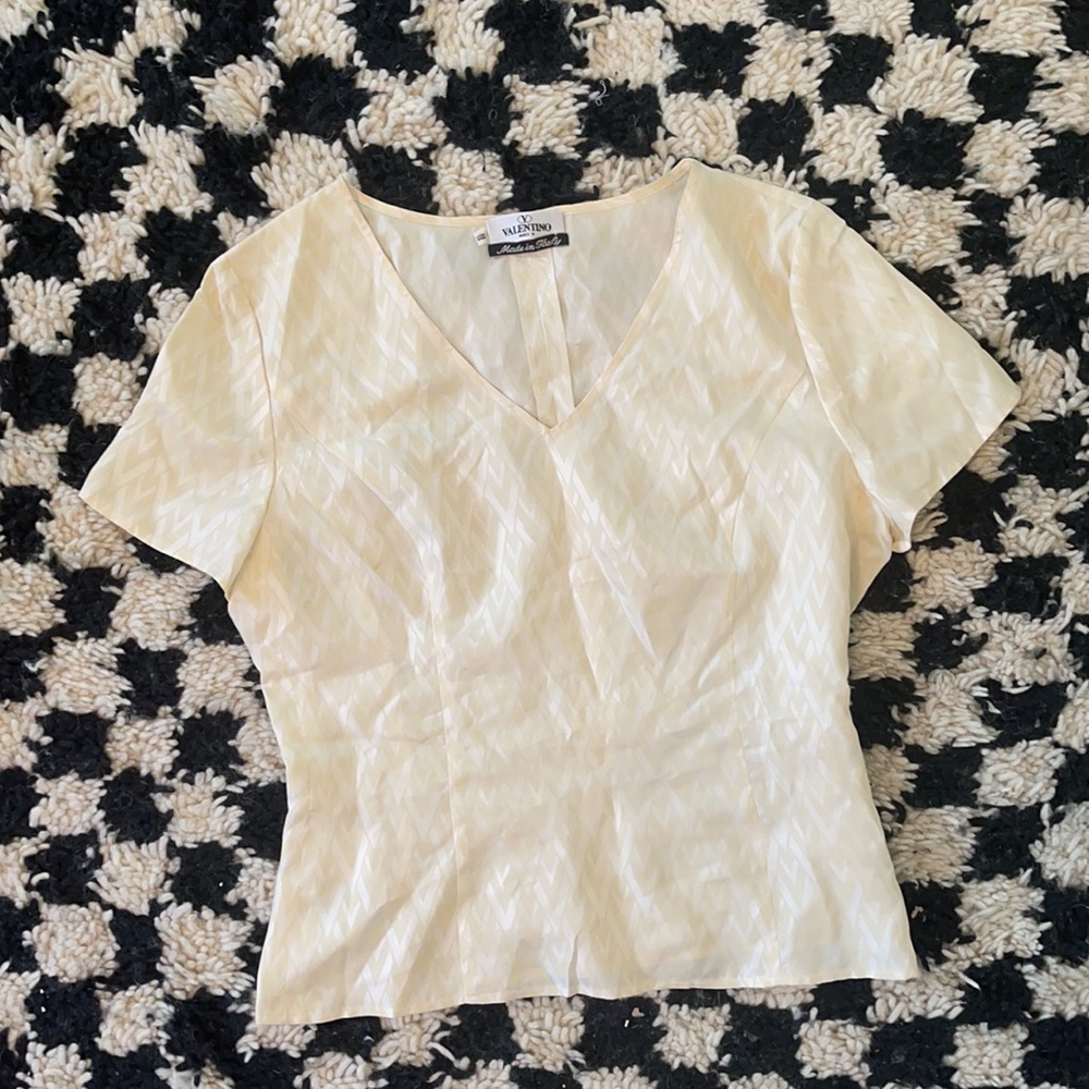 Valentino silk V neck Top